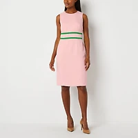 Black Label by Evan-Picone Womens Crew Neck Sleeveless Sheath Dress