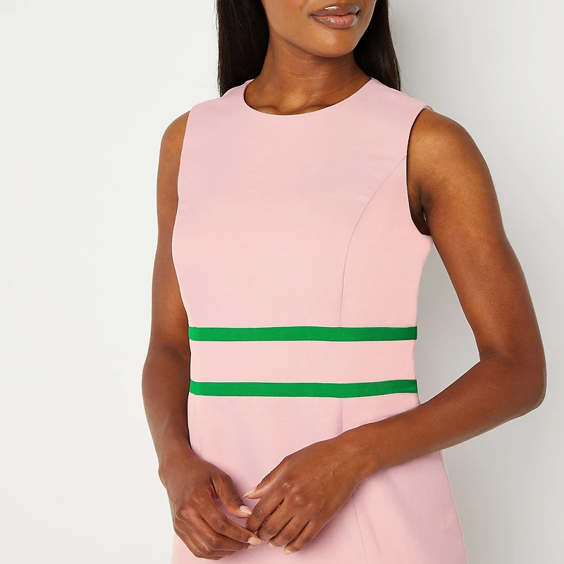 Black Label by Evan-Picone Womens Crew Neck Sleeveless Sheath Dress