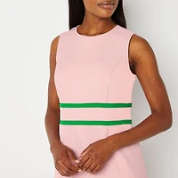 Black Label by Evan-Picone Womens Crew Neck Sleeveless Sheath Dress