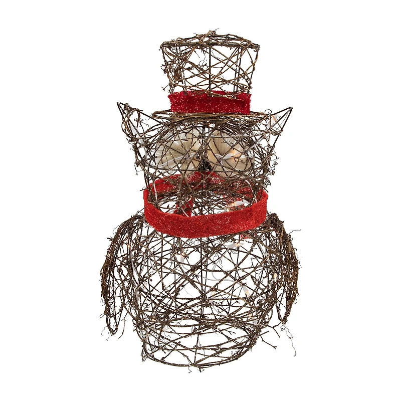 21'' Lighted Glitter Rattan Owl Christmas Outdoor Decoration