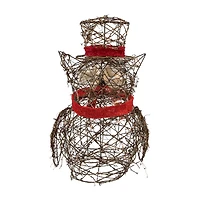 21'' Lighted Glitter Rattan Owl Christmas Outdoor Decoration