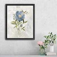 Lumaprints Blue Linen Peony Framed Canvas Art