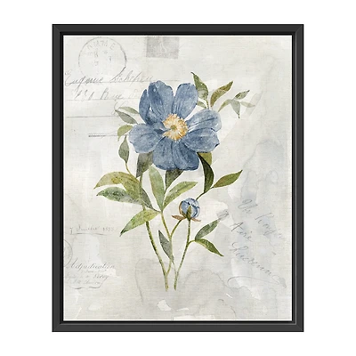 Lumaprints Blue Linen Peony Framed Canvas Art