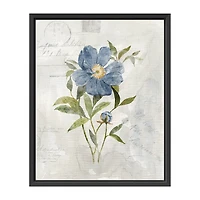 Lumaprints Blue Linen Peony Framed Canvas Art