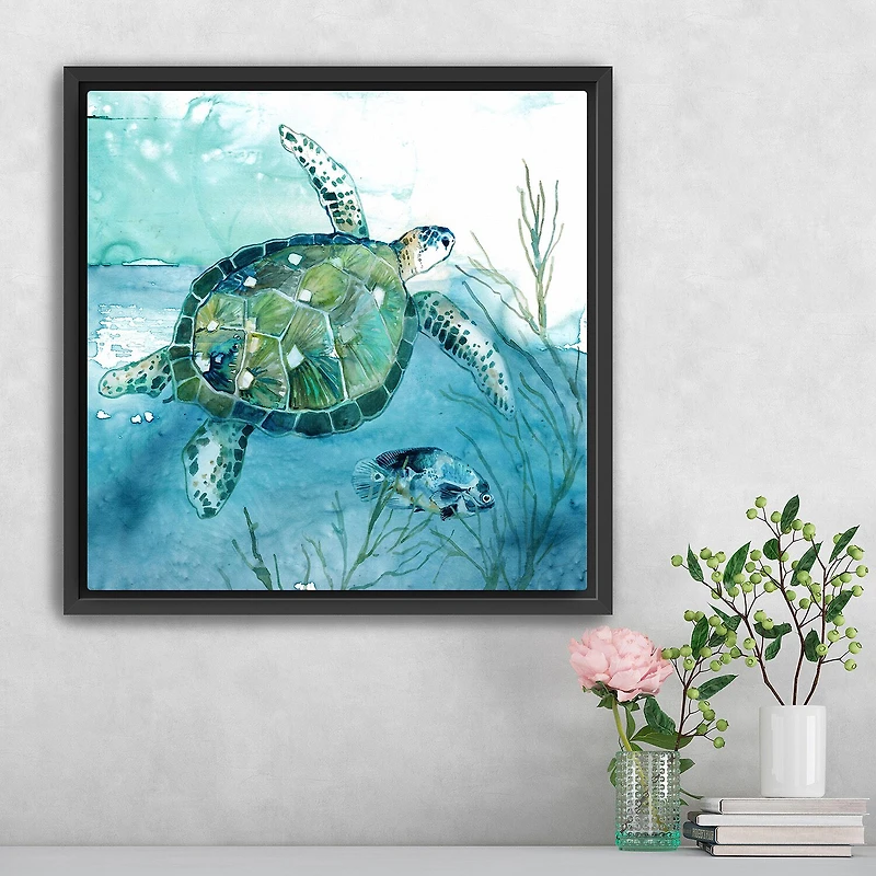 Lumaprints Delray Sea Turtle Framed Canvas Art