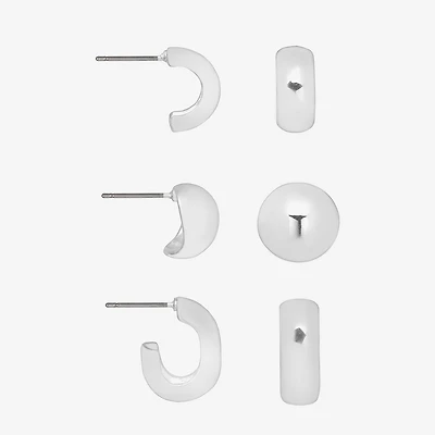 Bijoux Bar Delicates Silver Tone Womens 16mm Hoop Earrings