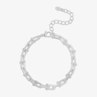 Bijoux Bar Delicates Silver Tone Womens 7.5 Inch Solid Link Chain Bracelet