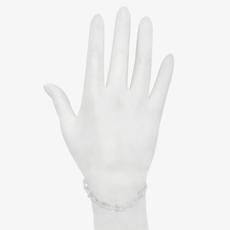 Bijoux Bar Delicates Silver Tone Womens 7.5 Inch Solid Link Chain Bracelet