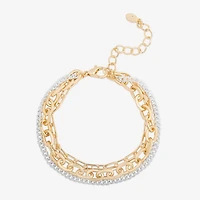 Bijoux Bar Delicates Two Tone Womens 7.5 Inch Solid Link Chain Bracelet
