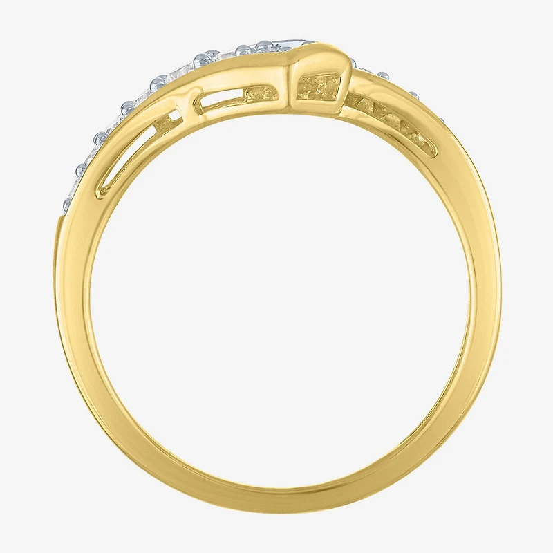 (G-H, Si2-I1) Womens 1/3 CT. T.W. Lab Grown White Diamond 10K Gold Bypass Cocktail Ring
