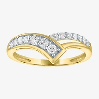(G-H, Si2-I1) Womens 1/3 CT. T.W. Lab Grown White Diamond 10K Gold Bypass  Cocktail Ring