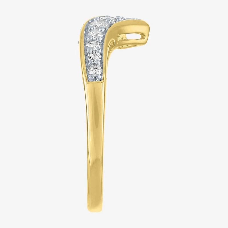 (G-H, Si2-I1) Womens 1/3 CT. T.W. Lab Grown White Diamond 10K Gold Bypass Cocktail Ring