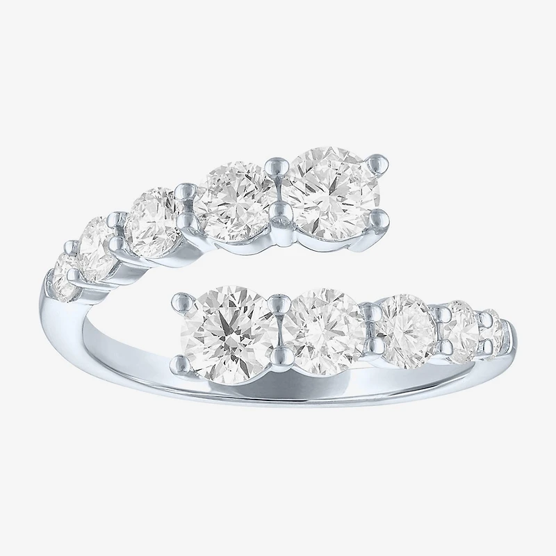 Diamond Addiction (G-H, Si2-I1) Womens 2 CT. T.W. Lab Grown White 10K Gold Bypass Cocktail Ring