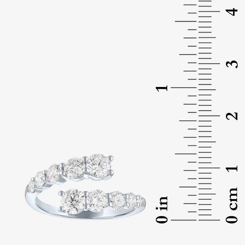 Diamond Addiction (G-H, Si2-I1) Womens 2 CT. T.W. Lab Grown White 10K Gold Bypass Cocktail Ring