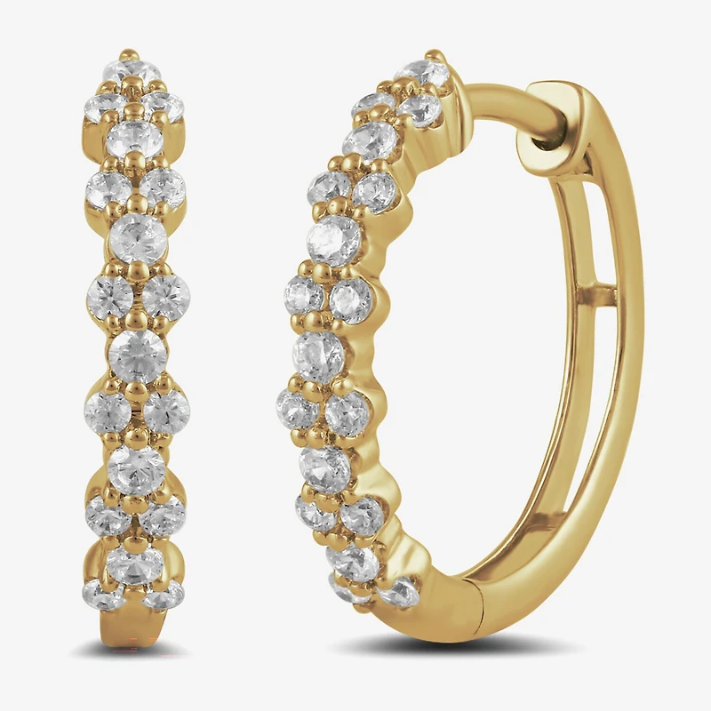 Womens 1/2 CT. T.W. Lab Grown White Diamond 10K Gold 16.8mm Hoop Earrings