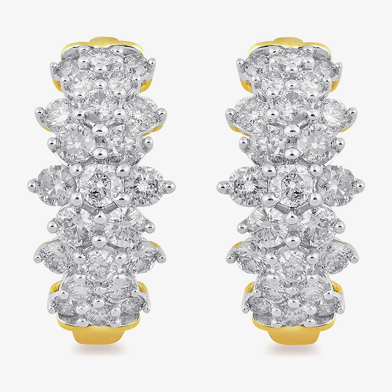 Womens 2 CT. T.W. Lab Grown White Diamond 10K Gold 19.1mm Hoop Earrings