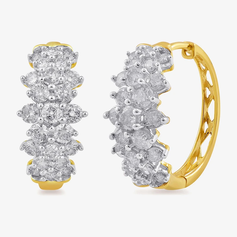 Womens 2 CT. T.W. Lab Grown White Diamond 10K Gold 19.1mm Hoop Earrings