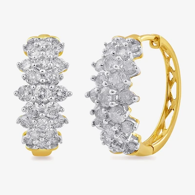 Womens 2 CT. T.W. Lab Grown White Diamond 10K Gold 19.1mm Hoop Earrings