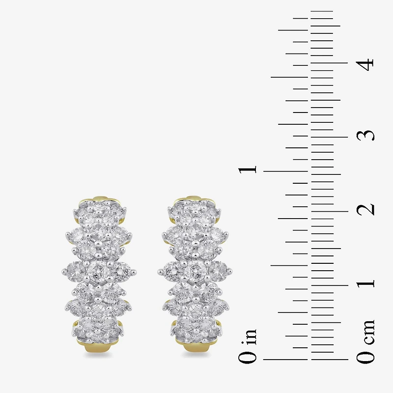 Womens 2 CT. T.W. Lab Grown White Diamond 10K Gold 19.1mm Hoop Earrings