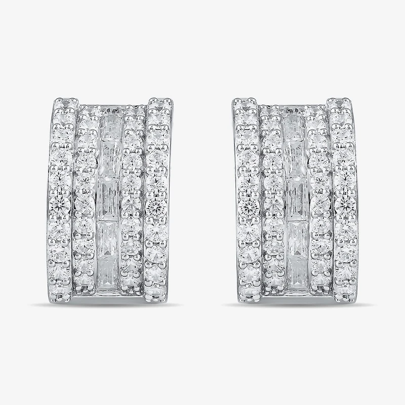 Womens 2 CT. T.W. Lab Grown White Diamond 10K Gold 18.1mm Hoop Earrings