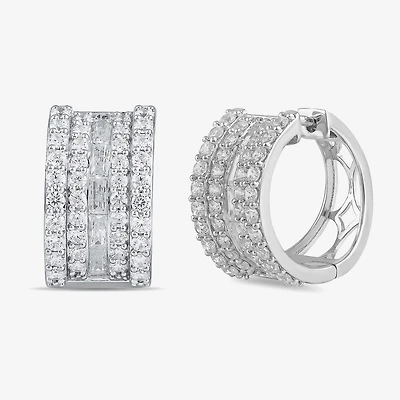 Womens 2 CT. T.W. Lab Grown White Diamond 10K Gold 18.1mm Hoop Earrings