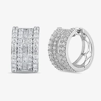 Womens 2 CT. T.W. Lab Grown White Diamond 10K Gold 18.1mm Hoop Earrings