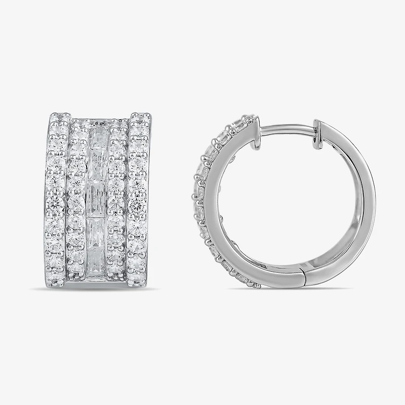 Womens 2 CT. T.W. Lab Grown White Diamond 10K Gold 18.1mm Hoop Earrings