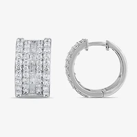 Womens 2 CT. T.W. Lab Grown White Diamond 10K Gold 18.1mm Hoop Earrings