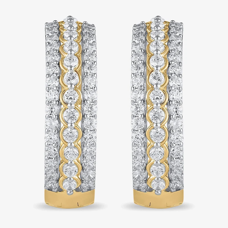 Womens 2 CT. T.W. Lab Grown White Diamond 10K Gold 25.1mm Hoop Earrings