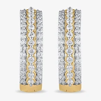 Womens 2 CT. T.W. Lab Grown White Diamond 10K Gold 25.1mm Hoop Earrings