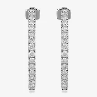 Womens 1 1/2 CT. T.W. Lab Grown White Diamond 10K Gold 24.5mm Hoop Earrings