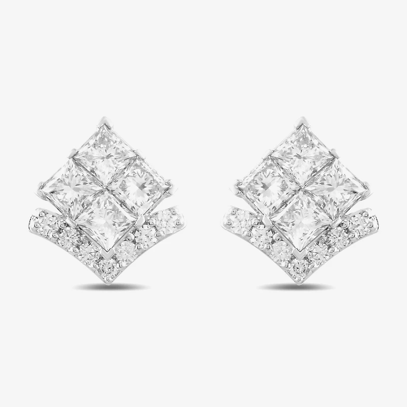 1 1/2 CT. T.W. Lab Grown White Diamond 10K Gold 10.7mm Stud Earrings