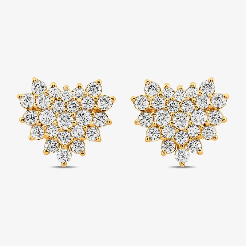 3/4 CT. T.W. Lab Grown White Diamond 10K Gold 10.1mm Heart Stud Earrings