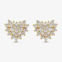 3/4 CT. T.W. Lab Grown White Diamond 10K Gold 10.1mm Heart Stud Earrings