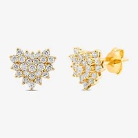 3/4 CT. T.W. Lab Grown White Diamond 10K Gold 10.1mm Heart Stud Earrings