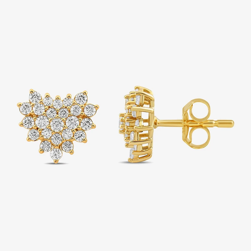 3/4 CT. T.W. Lab Grown White Diamond 10K Gold 10.1mm Heart Stud Earrings