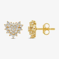 3/4 CT. T.W. Lab Grown White Diamond 10K Gold 10.1mm Heart Stud Earrings