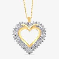 Womens 1 CT. T.W. Lab Grown White Diamond 10K Gold Heart 18 Inch Pendant Necklace