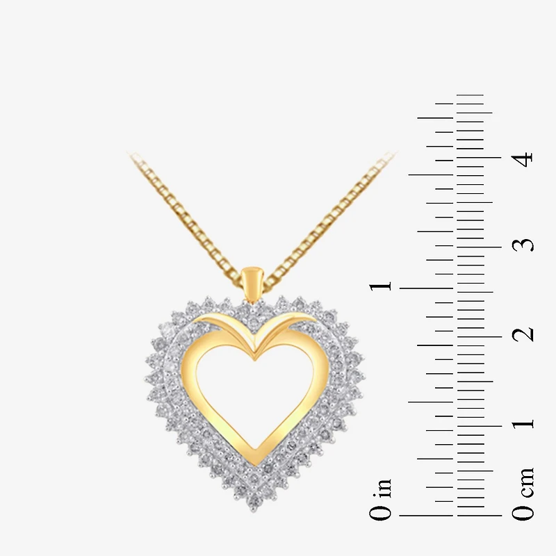 Womens 1 CT. T.W. Lab Grown White Diamond 10K Gold Heart 18 Inch Pendant Necklace