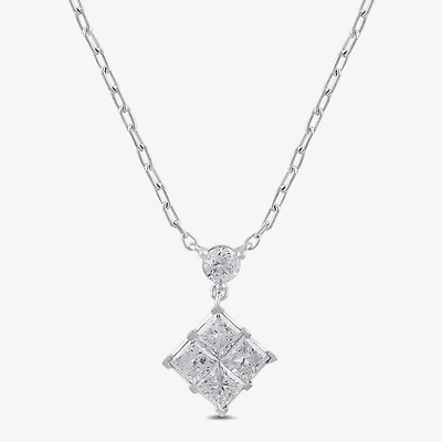 Womens 1 CT. T.W. Lab Grown White Diamond 10K Gold 18 Inch Pendant Necklace