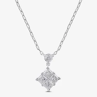 Womens 1 CT. T.W. Lab Grown White Diamond 10K Gold 18 Inch Pendant Necklace