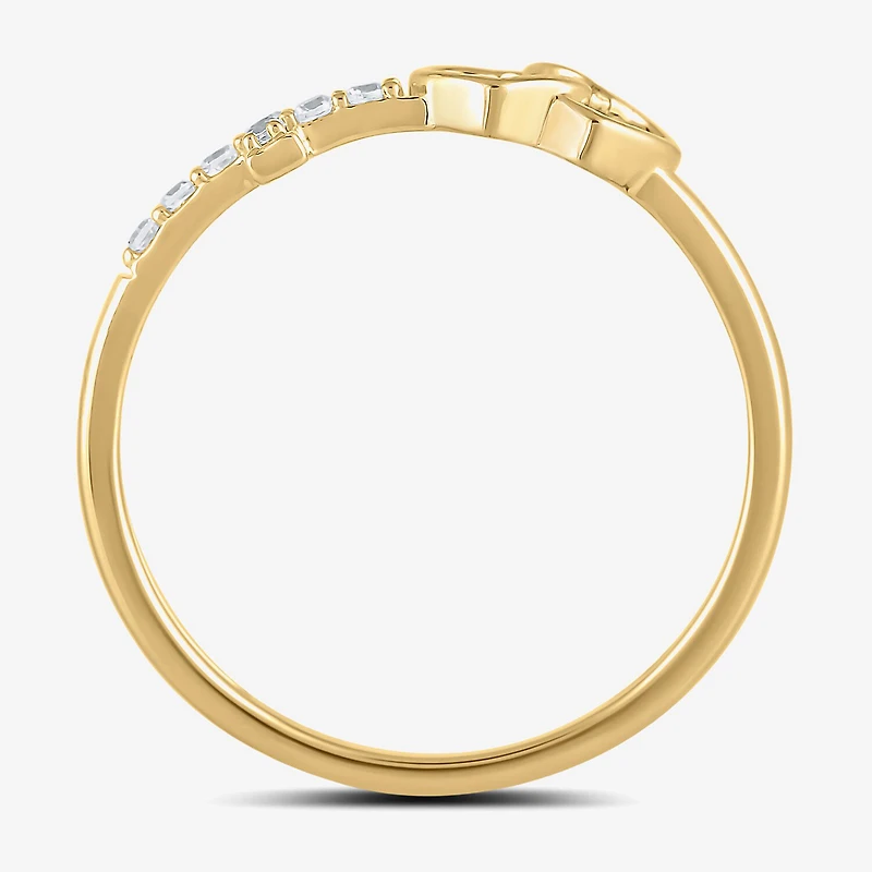 Womens Diamond Accent Lab Grown White 10K Gold Cross Heart Band