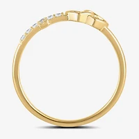 Womens Diamond Accent Lab Grown White 10K Gold Cross Heart Band