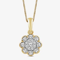 Diamond Blossom I2.I Womens 1/3 CT. T.W. Lab Grown White Diamond 10K Gold Flower 18 Inch Pendant Necklace