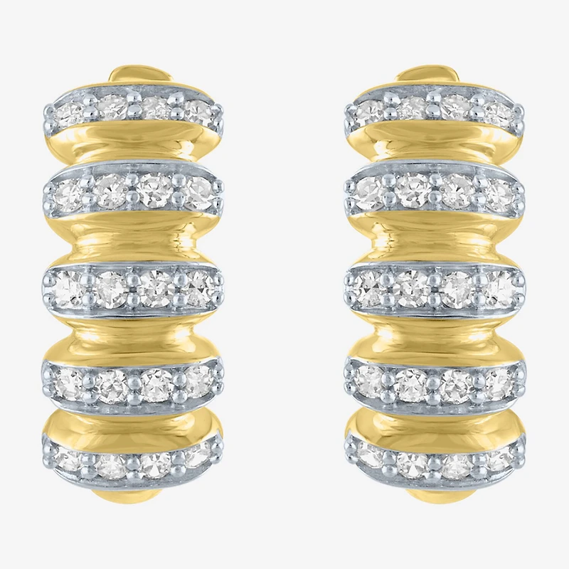 (Gh / Si2 I1) Womens 1/3 CT. T.W. Lab Grown White Diamond 10K Gold 14mm Hoop Earrings