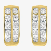 (Gh / Si2 I1) Womens 1 CT. T.W. Lab Grown White Diamond 10K Gold 15mm Hoop Earrings