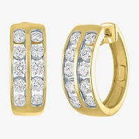 (Gh / Si2 I1) Womens 1 CT. T.W. Lab Grown White Diamond 10K Gold 15mm Hoop Earrings