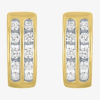 (Gh / Si2 I1) Womens 1/3 CT. T.W. Lab Grown White Diamond 10K Gold 11mm Hoop Earrings