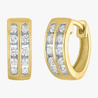 (Gh / Si2 I1) Womens 1/3 CT. T.W. Lab Grown White Diamond 10K Gold 11mm Hoop Earrings