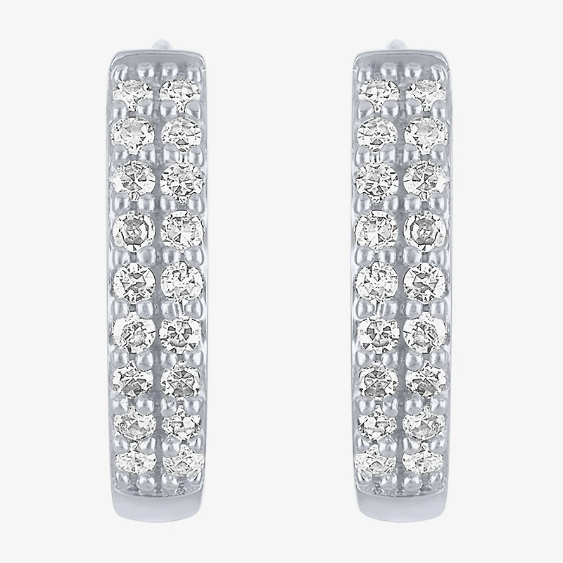 (Gh / Si2 I1) Womens 1/6 CT. T.W. Lab Grown White Diamond 10K Gold 12mm Hoop Earrings